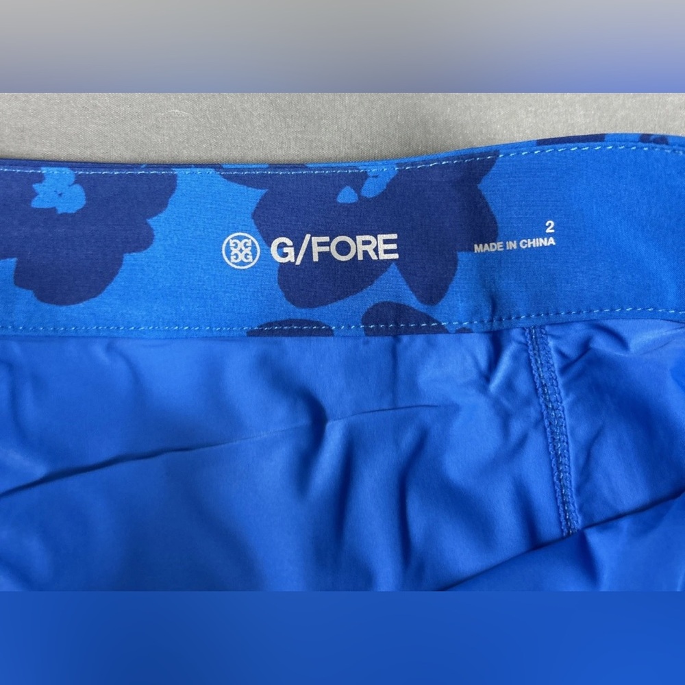 G/FORE G4 Womens Golf Skort Tonal Floral Print 2 Surf Blue Polyester Spandex - Picture 5 of 7